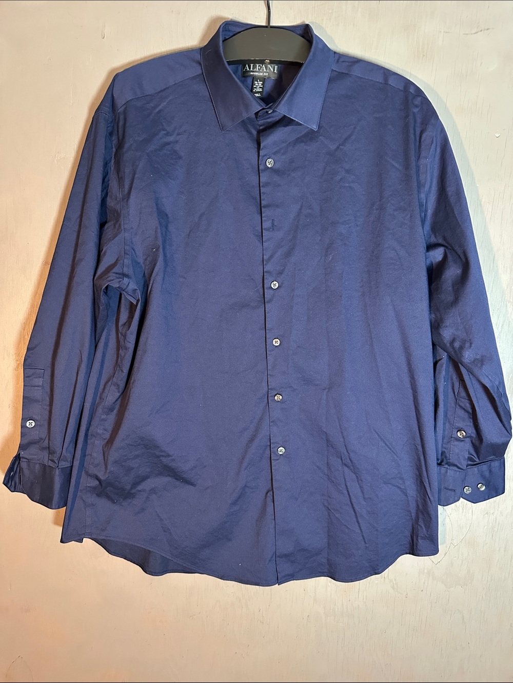 Alfani Men’s Solid Dark Blue Button-Down Dress Shirt